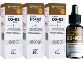 Vitamina D3 K2 30ML 3 frascos gotas d3 2000ui por gota