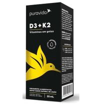 Vitamina D3 + K2 em gotas - Puravida 20ml