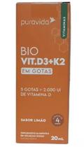 Vitamina D3+ K2 Liquida de 20 ml Sabor Natural de Limão-Pura Vida