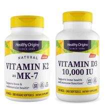 Vitamina D3 + K2 MK7 - D3 10.000UI (360Gels) + K2 100mcg (180gels) - Healthy Origins Import