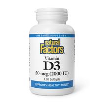 Vitamina D3 Natural Factors 2000 UI 120 cápsulas gelatinosas para suporte ósseo