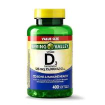 Vitamina D3 - Spring Valley - 125mcg 5000IU - 400 caps.