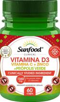 Vitamina D3 + Vit C + Zinco + Própolis Verde 1360mg 60 Cápsulas - Sunfood