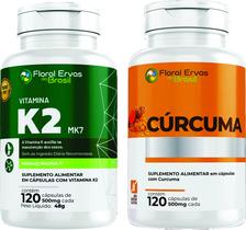 Vitamina k2 120 caps + Curcu ma 120 caps kit 2 frascos de 120 capsulas 500mg total 240 caps