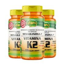 Vitamina K2 Menaquinona 60 Capsulas de 500mg Kit com 3