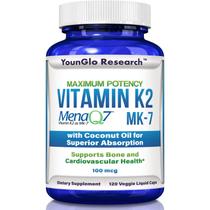 Vitamina K2 MK7 100mcg com óleo de coco 120 cápsulas veganas