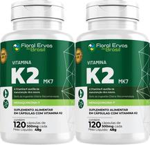 Vitamina K2 Mk7 240 Cápsulas Menaquinona 7 2 x 120 caps 500mg - Floral Ervas