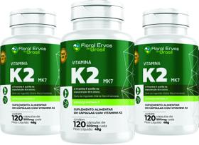 Vitamina K2 Mk7 360 Cápsulas 500mg Menaquinona 7 3x 120 caps - Floral Ervas Do Brasil