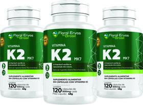 Vitamina K2 Mk7 360 Cápsulas Menaquinona 7 frascos 3x 120 caps 500mg