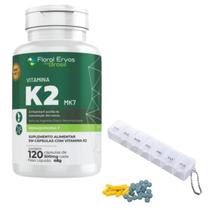 Vitamina K2 Mk7 Menaquinona 120caps Fortalece Ossos 500mg + Porta Cápsulas