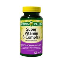 Vitamina Super Complexo B, 100 Tabletes, Spring Valley