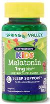 Vitamina Tratamento Insônia Infantil, 1 mg, Dissolução Rápida, Sabor Uva, 60 Tabletes, Spring Valley