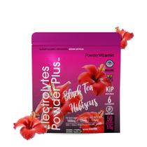 Vitaminas em pó, eletrólito em pó, além de chá preto, hibisco, 275g