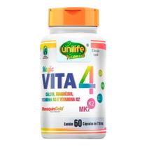 Vitaminas K2, D3, Cálcio E Magnésio Vita4 - Unilife - 60 Cápsulas Vitaminas K2, D3, Cálcio E Magnésio Vita4 - Unilife - 60 Cápsulas