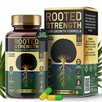Vitaminas para crescimento capilar Rooted Strength Mulheres e Homens Negros 60C