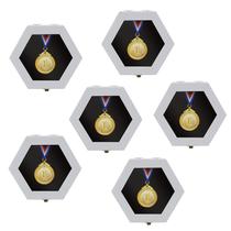 Vitrina: caixa de medalhas hexagonal BiJun, 12x12x3,5 cm, 6 peças