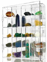 Vitrina de acrílico ajustável Clear Rock com prateleiras