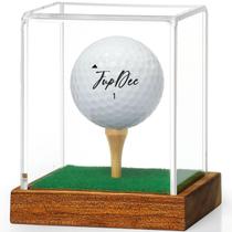 Vitrina de bolas de golfe JupDec 8x8x9cm com base de madeira