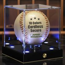 Vitrina para Béisbol JupDec con LED, Cubo Transparente para Pelota con Función de Memoria, Caja para Autógrafos para una Pelota con 10 Colores de Iluminación, Regalo Ideal para Coleccionistas y Fanáticos del Deporte, Dorado, 1 Unidad