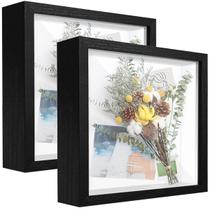 Vitrina Shadow Box Frame TouYinger Black 8x8 (pacote com 2)
