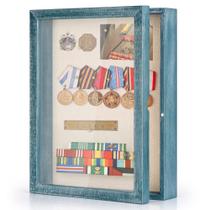 Vitrina Shadow Box Love-kankei azul rústico 28x35cm