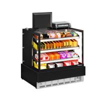 Vitrine Caixa Premium 1,00m Linha Conveniência Gourmet MGEX-100 PR Preta Gelopar - LED Perimetral + Rodízios