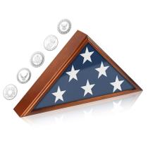 Vitrine de bandeira SHTALHST para bandeira funerária de madeira de 9,5 x 5 pés