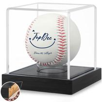 Vitrine de beisebol JupDec Acrylic Cube com base de madeira