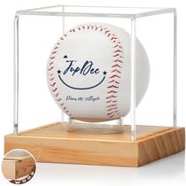 Vitrine de beisebol JupDec Clear Cube com base de madeira, 1 pacote