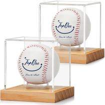 Vitrine de beisebol JupDec Clear Cube Pine Wood, pacote com 2