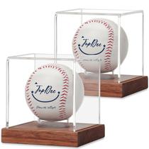 Vitrine de beisebol JupDec, pacote com 2 bases de madeira de acácia
