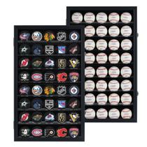 Vitrine DisplayGifts para 40 bolas de beisebol ou discos de hóquei com trava e proteção UV Vitrine DisplayGifts para 40 bolas de beisebol ou discos de hóquei com trava e proteção UV