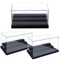 Vitrine em minifigura, pacote com 3 unidades de armazenamento em acrílico, transparente, preta