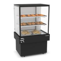 Vitrine Estufa Confeitaria Vanguard Plus Quente CVPQ-750 Refrimate 75cm Preta Vidros Temperados Iluminação LED 60ºC Vidros Temperados