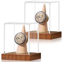 Vitrine JupDec Championship Ring Holder, pacote com 2 unidades, madeira acrílica