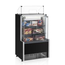 Vitrine Neutra Caixa MPXA-075R PR Preta Linha Aurora Gelopar Vidro Reto 0.75m