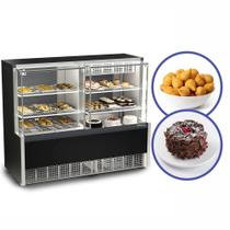 Vitrine Quente e Fria para Lanchonete / Estufa Salgado e Bebidas Bolo Refrigerado 1,40 m GQEA 220v