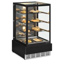 Vitrine Quente/Estufa Premium 0,70m Linha Conveniência Gourmet MGEE-070 PR Preta Gelopar - LED Perimetral + Rodízios
