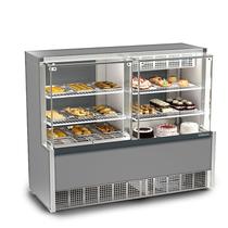 Vitrine Quente/Fria Confeitaria c/ Evaporador GQEA-140R CC Tipo Inox Linha Aurora Gelopar Vidros Retos