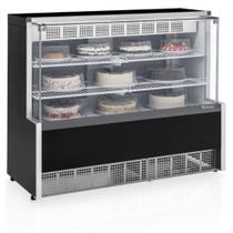 Vitrine Refrigerada Confeitaria 1,40m Linha Aurora GPEA-140 PR Preta Gelopar - Vidro Reto + Iluminação LED