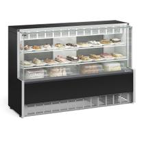 Vitrine Refrigerada Confeitaria 1,73m Linha Aurora GPEA-175 PR Preta Gelopar - Vidro Reto + Iluminação LED