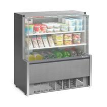 Vitrine Refrigerada Universal 2 Placas Frias GPDA-110R TI TIpo Inox Linha Aurora Vidro Reto Gelopar