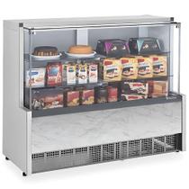 Vitrine Seca/Neutra 1,40m Linha Aurora MPNA-140 BR Branca Gelopar - Vidro Reto + Iluminação LED