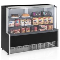 Vitrine Seca/Neutra 1,40m Linha Aurora MPNA-140 PR Preta Gelopar - Vidro Reto + Iluminação LED