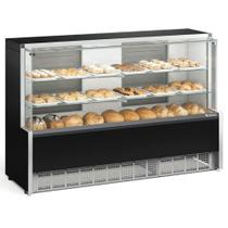 Vitrine Seca/Neutra 1,73m Linha Aurora MPNA-175 PR Preta Gelopar - Vidro Reto + Iluminação LED