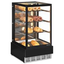 Vitrine Seca/Neutra Premium 0,70m Linha Conveniência Gourmet MGEN-070 PR Preta Gelopar - LED Perimetral + Rodízios
