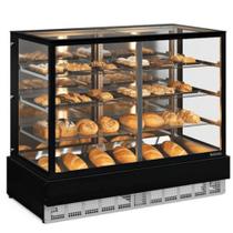Vitrine Seca/Neutra Premium 1,50m Linha Conveniência Gourmet MGEN-150 PR Preta Gelopar - LED Perimetral + Rodízios