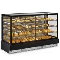 Vitrine Seca/Neutra Premium 2,00m Linha Conveniência Gourmet MGEN-200 PR Preta Gelopar - LED Perimetral + Rodízios