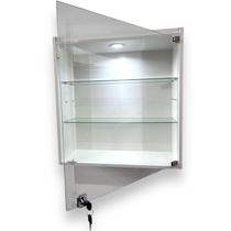 Vitrine Suspensa Expositor Prateleira Estante Iluminada Branca Led Vidro Temperado Livros Papelaria Joalheria Colecionador Decoração