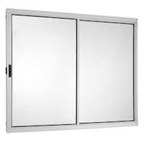 Vitrô 2 Folhas Sendo Uma Fixa Altura 100 X 80 Largura Alumínio Branco Vidro Incolor Sem Grade